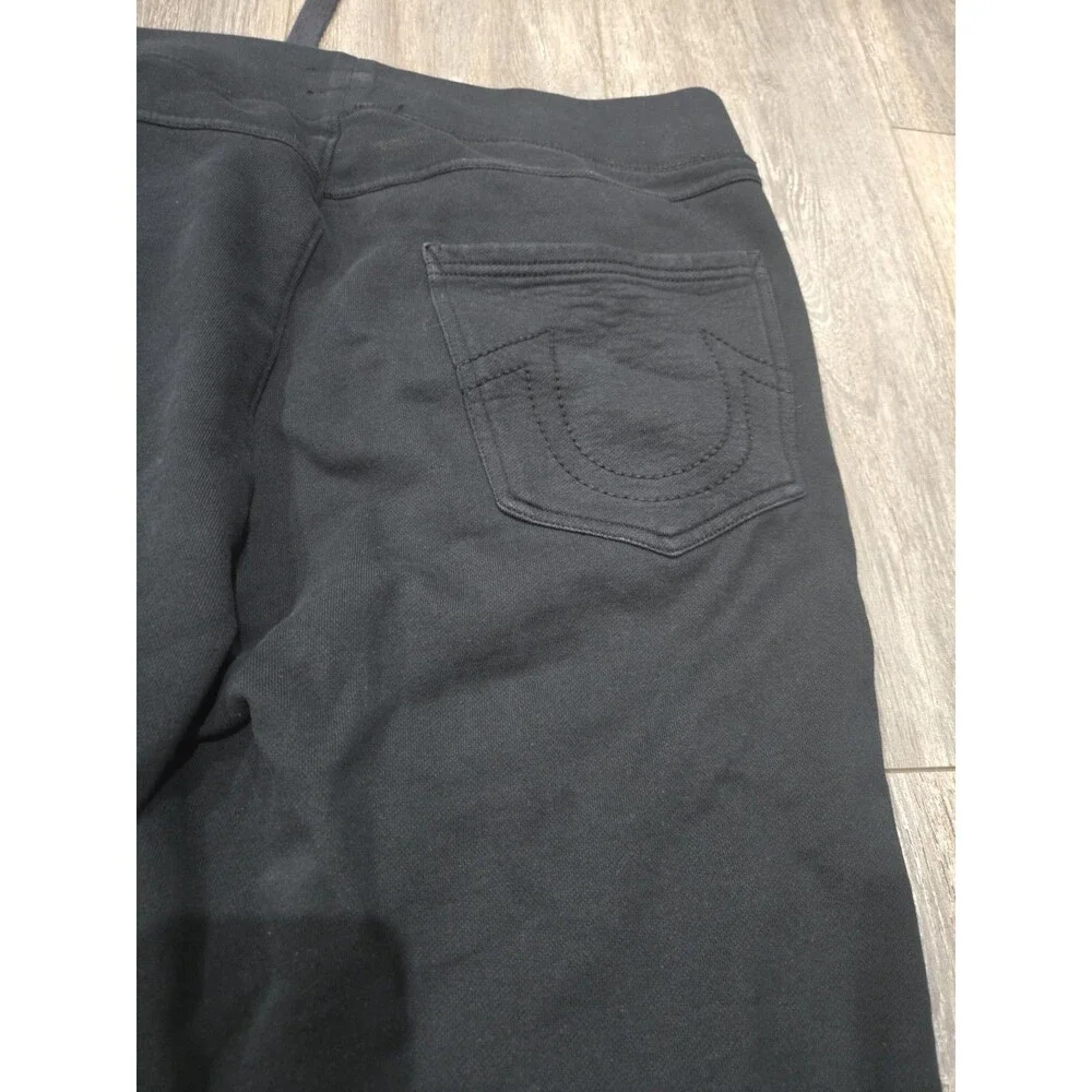 True Religion XL Black Fleece Joggers Gold Horseshoe Logo Sweatpants Mens